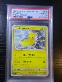 Pokemon 2019 JPN Sun And Moon Pikachu Dream League PSA 10 - Image 1