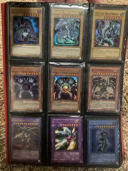 Vintage Yugioh Cards Lot Holos Blue Eyes Red Eyes Dark Magician - Image 1