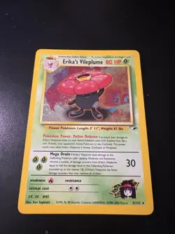Erika’s Vileplume 5/132 Holo Rare Gym Challenge Unlimited Pokemon Card SWIRL - Image 1