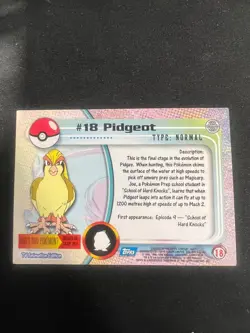 Pidgeot #18 Topps Blue Label Nintendo Moderate Play Pokemon - Image 2