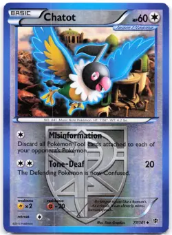 Chatot 77/101 Reverse Holo Plasma Blast MP - Image 1
