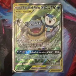 Pokemon Company Blastoise & Piplup GX TAG TEAM Full Art Holo 215/236 HP270 - Image 1