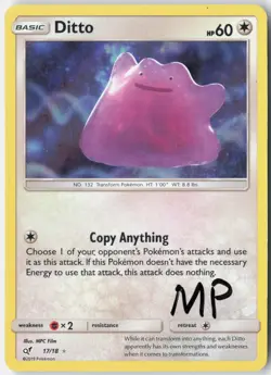 Ditto 17/18 Ultra Rare Detective Pikachu Pokemon Holo Moderately Played - Image 1