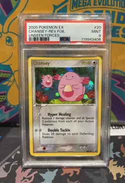 PSA 9 Chansey EX Unseen Forces 20/115 Reverse Holo Rare 2005 Stamped Pokemon TCG - Image 1