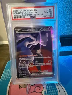 2026 Pokemon Team Rocket's Mewtwo ex Special Illustration Rare #281/217 PSA 10 - Image 1