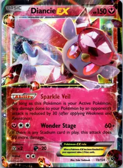 Diancie EX 72/124 Fates Collide Pokemon TCG Holo EX Rare LP - Image 1