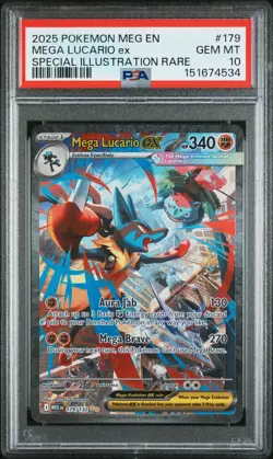 2025 POKEMON MEG EN-MEGA EVOLUTION #179 MEGA LUCARIO EX PSA 10 - Image 1