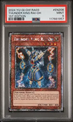 Yu-Gi-Oh Thunder King Rai-Oh RA03-EN206 Platinum Secret Rare 1st Ed PSA 9 Mint - Image 2