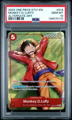 2025 One Piece St21-EX Gear 5 Monkey D. Luffy Alternate Art PSA 10 #014 - Image 1