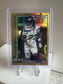 Rashid Shaheed /50 2025 Topps Chrome #218 True Gold Refractor Seattle Seahawks - Image 1