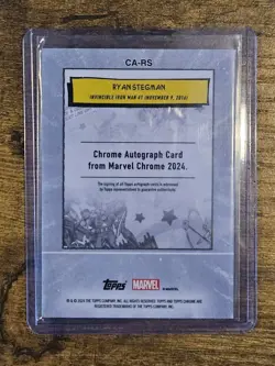 2024 Topps Chrome Marvel Artist Gold Wave Ryan Stegman Auto 46/50 Iron Man Art - Image 2