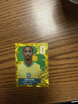 Joao Pedro Panini FIFA World Cup 2026 Gold Crumple Sticker Brazil Soccer - Image 1