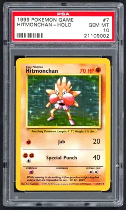 Pokemon Card - PSA 10 Hitmonchan 7/102 - Base Set - GEM MT - PSA10 - Image 1