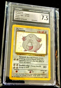 ✨Pokemon Chansey Base Set Holo CGC 7.5 NM 1999 WOTC 3/102 - Image 1