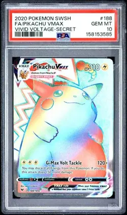PSA 10 Pikachu Vmax 188/185 Pokemon Vivid Voltage Secret Rare Rainbow - Image 1