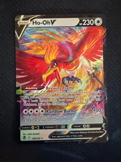 Ho-Oh V 140/195 Holo V Rare Silver Tempest Pokemon Holo Near Mint - Image 1