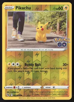 Pikachu Pokemon GO 27/78 LP Reverse Holofoil - Image 1