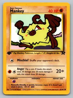 Pokemon TCG Team Rocket Mankey 1ST Edition 61/82 - Image 1