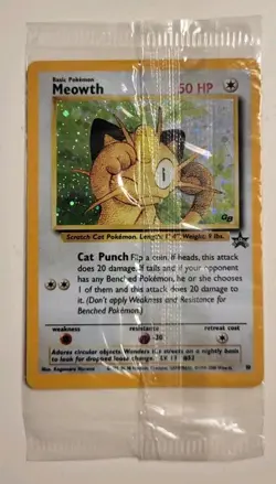 2000 Pokemon Meowth #10 Black Star Promo Game Boy Holo - FACTORY SEALED - Image 1