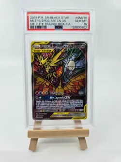 2019 Pokemon SM Black Star Moltres & Zapdos & Articuno GX SM210 PSA 10 - Image 1