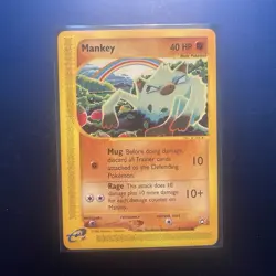 Pokemon TCG Mankey 92/147 Aquapolis Reverse Holo Common 40 HP English 2002 - Image 1