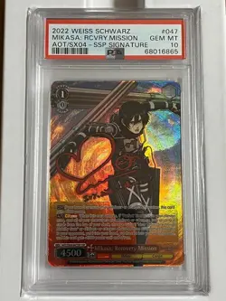 Weiss Schwarz Attack on Titan Final Mikasa SSP Signed Card PSA 10 Gem Mint - Image 1