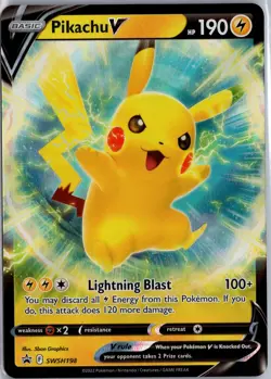 Pikachu V SWSH198 Holo Promo Sword & Shield Promo Pokemon Lightly Played - Image 1