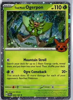 Teal Mask Ogerpon (Cosmos Holo) 024/167 Holo Trick or Trade BOOster 2024 LP - Image 1