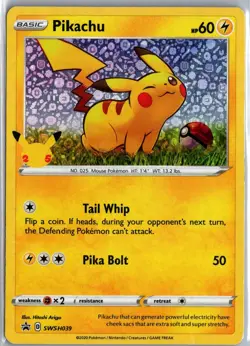Pikachu SWSH039 Holo Promo Sword & Shield Promo Pokemon Holo Near Mint - Image 1