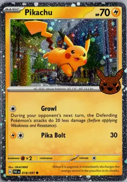 Pikachu 018/091 Holo Holo Rare Trick or Trade BOOster 2024 Pokemon LP - Image 1
