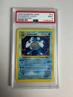 Poliwrath - Pokemon 1999 Shadowless Base set Holo 13/102 - PSA 9 MINT - Image 1