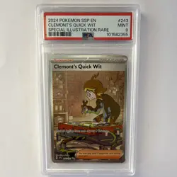 Pokemon TCG Clemont's Quick Wit 243/191 Surging Sparks SIR Holo PSA 9 ENG - Image 1