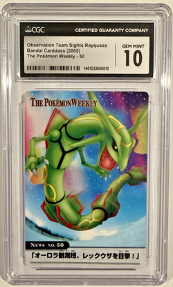 CGC Gem Mint 10 (low Pop) 2004 Rayquaza #50/54 The Pokemon Weekly Japanese - Image 1
