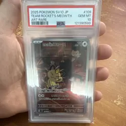 Pokemon SV10 JP Team Rocket's Meowth 109/098 Art Rare Holo PSA 10 - Image 1