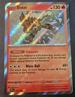 Entei 112/091 Sv: Paldean Fates Shiny Rare Holo Pokemon TCG NM Fast Shipping - Image 1