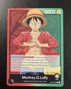 One Piece TCG Monkey D. Luffy OP01-003 Leader POST-ERRATA |Romance Dawn| EN NM - Image 1