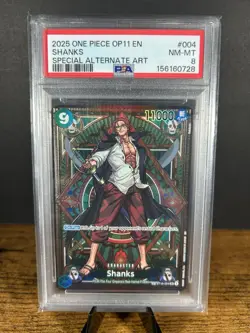 2025 One Piece OP11 A Fist Of Divine Speed- Shanks SP ALT ART ST16-004 - PSA 8 - Image 1