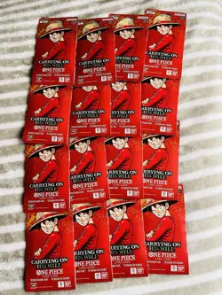 One Piece OP-13 Carrying on His Will Sleeved Blister Packs - Lot of 16 FAST SHIP - Image 1