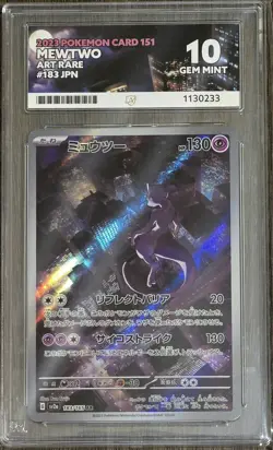 Mewtwo 183/165 AR Art Rare Holo Card SV2a 151 Japanese Graded ACE 10 Gem Mint - Image 1