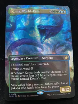 Koma, World-Eater MTG Foundations 0408 Mana Foil Borderless Rare NM - Image 1