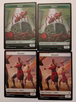 MTG Magic Marvel Super Heroes Lot 4x Tokens Soldier T0004 / Insect T0012 - Image 1