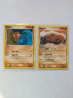 Pokemon Crystal Guardians Non-Holo Dugtrio 5/100 & Diglett 50/100,lightly played - Image 1