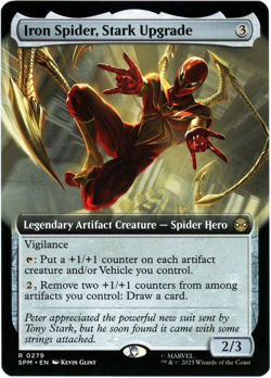 Iron Spider, Stark Upgrade (Extended Art) - 0279 - Marvel's Spider-Man MTG - Image 1
