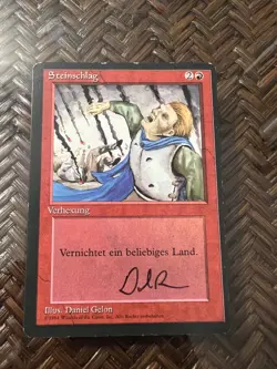 Mtg. Stone Rain. Signed. Played. Revised Edition German FBB. Slight bend - Image 1