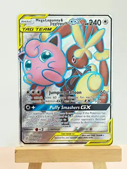 Mega Lopunny & Jigglypuff GX Full Art 225/236 Cosmic Eclipse Pokemon Card - Image 1