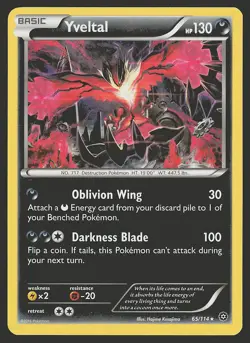 XY - Steam Siege Yveltal #65/114 Holo Rare Pokemon Card - Image 1