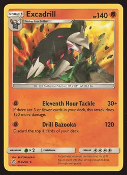 SM - Cosmic Eclipse Excadrill #115/236 Holo Rare Pokemon Card - Image 1
