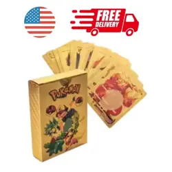 55Pcs Pokemon Card Foil GOLD PACK CARDS TCG GX Vmax GX Card Charizard christmas - Image 1