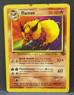 Pokemon TCG: Flareon 19/64 Jungle- LP- WOTC- Reg- Unlimited - Image 1