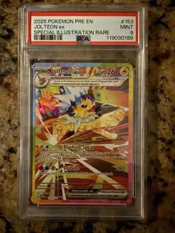 2025 Pokemon Prismatic Evolutions #153 JOLTEON EX: PSA 9 SIR - Image 1
